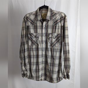 Lammle’s Cowboy Collection western brown plaid long sleeve button down w/ snaps